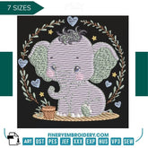 Cute little elephant   – 7 Sizes - FineryEmbroidery